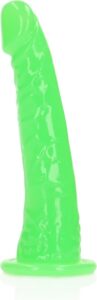 Dildo realistico fosforescente RealRock Slim Dildo Suction Cup Glow in the Dark 6'' - Verde all'ingrosso