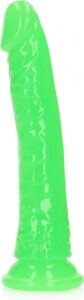 Dildo realistico fosforescente RealRock Slim Dildo Suction Cup Glow in the Dark 8'' - Verde all'ingrosso