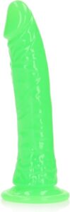 Dildo realistico fosforescente RealRock Slim Dildo Suction Cup Glow in the Dark 7'' - Verde all'ingrosso