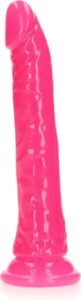 Dildo realistico fosforescente RealRock Slim Dildo Suction Cup Glow in the Dark 9'' - Rosa all'ingrosso