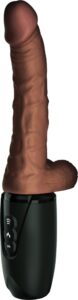 Vibratore riscaldante 7.5" Thrusting Cock With Balls - Brown all'ingrosso