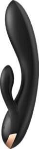 Vibratore rabbit con app Double Flex nero Satisfyer all'ingrosso