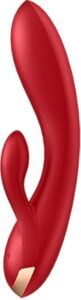 Vibratore rabbit con app Double Flex rosso Satisfyer all'ingrosso