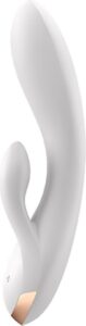 Vibratore rabbit con app Double Flex bianco Satisfyer all'ingrosso